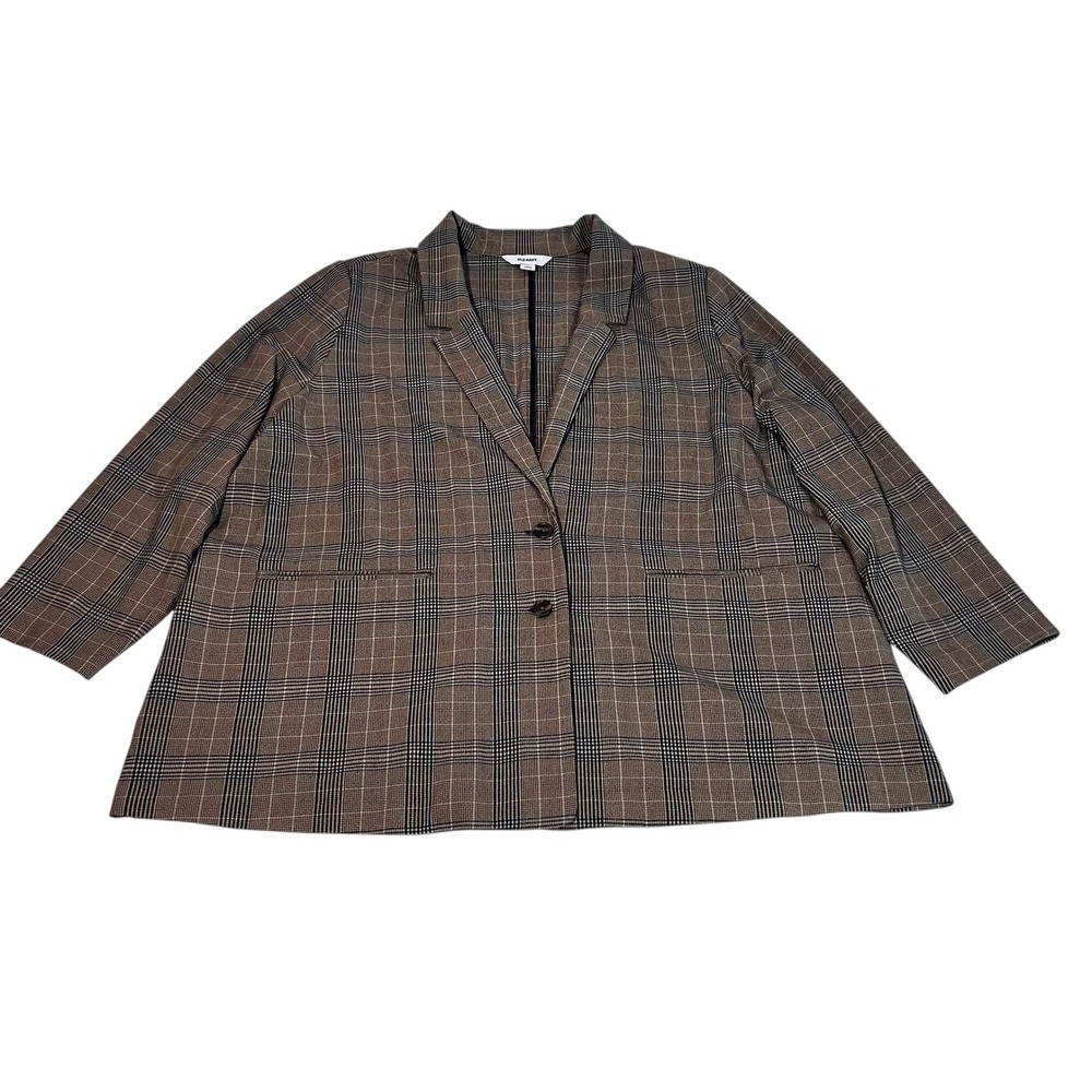 Old Navy Plaid Tweed Blazer Taupe Gray Black Red‎ Houndstooth